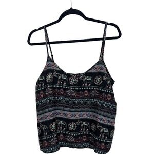Hollister Geometric Aztec Elephant Stripe Spaghetti Tank Flowy Size Medium